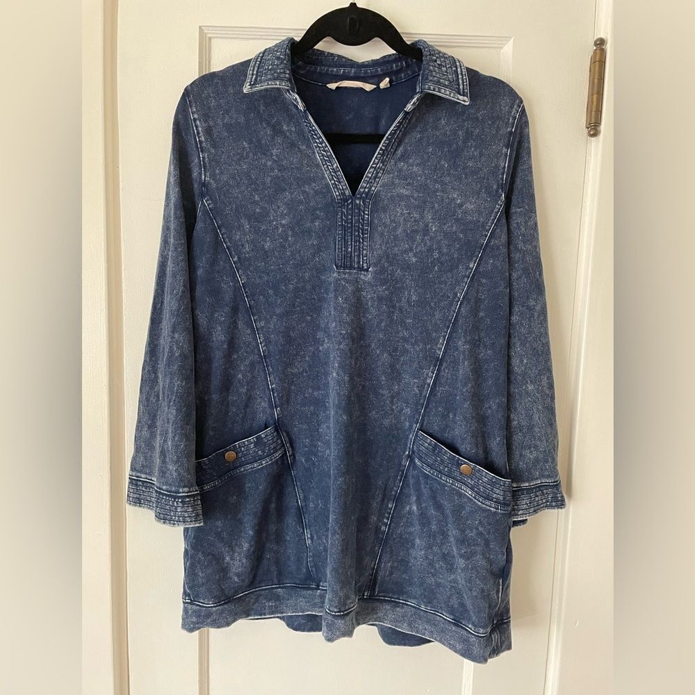 Soft Surroundings | Dark Blue Tunic with Pockets | Size Medium